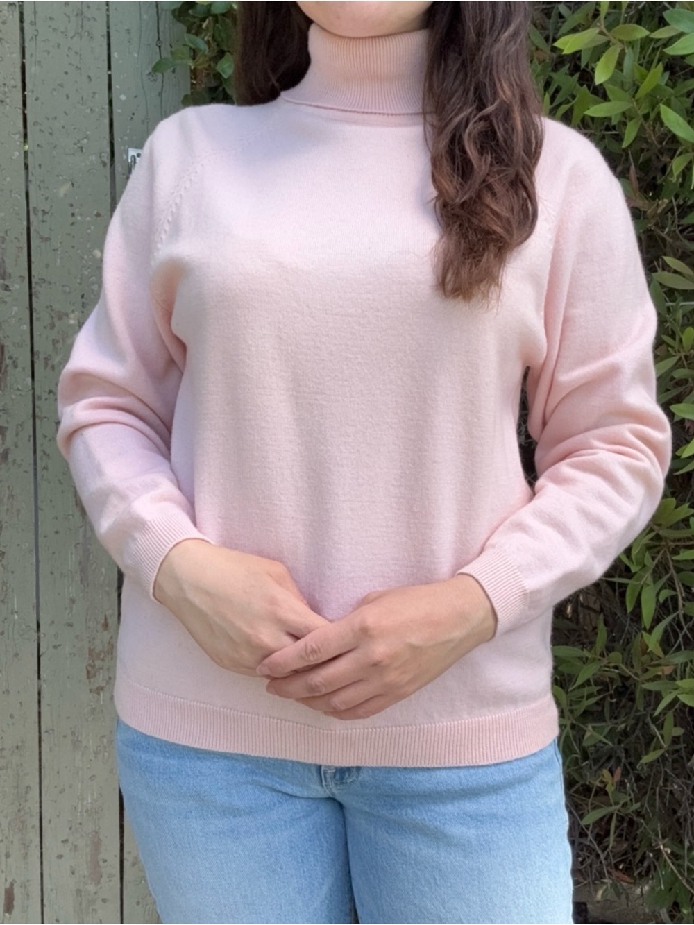 Vintage 90s 100% Wool Turtleneck Sweater Baby Ballet Pink